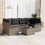 Ensemble de canapés de jardin en 7 pièces avec coussins gris en rattan poly vidaXL