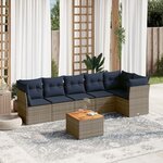 vidaXL Salon de jardin 7 Pièces avec coussins gris résine tressée