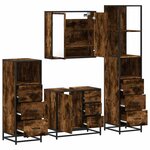 vidaXL Ensemble meubles salle de bain 4 Pièces chêne fumé bois ingénierie