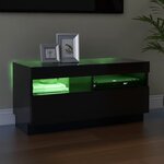Vidaxl meuble tv avec lumières led noir brillant 80x35x40 cm