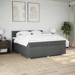 vidaXL Sommier à lattes de lit avec matelas Gris foncé 200x200cm Tissu