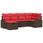 vidaXL Ensemble de Canapés 6 Pièces Marron et rouge polyrotin