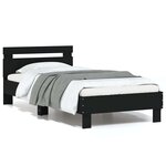 vidaXL Cadre de lit sans matelas avec lumières LED noir 75x190 cm