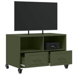 vidaXL Meuble TV vert olive 68x39x43 5 cm acier laminé à froid