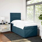 vidaXL Sommier à lattes de lit avec matelas bleu 80x200 cm velours