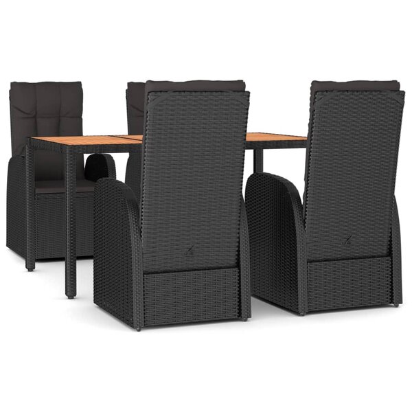 vidaXL Ensemble à manger de jardin coussins 5Pièces Noir Résine tressée