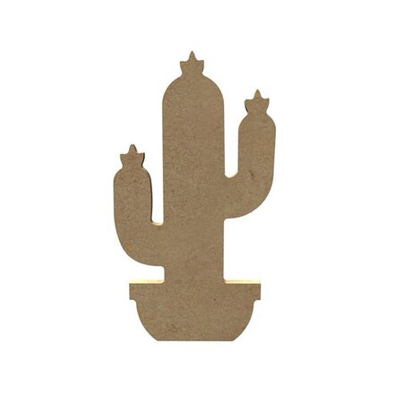 Cactus en bois MDF à décorer - 15 cm