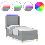 lit box vidaXL avec matelas et lumière LED gris clair 100x200 cm en tissu