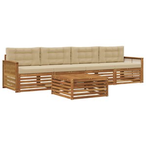 vidaXL Ensemble de canapés d'extérieur 5 Pièces Naturel et Beige