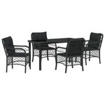 vidaXL Ensemble de salle à manger pour jardin 5 Pièces Noir polyrotin