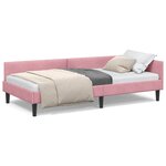 vidaXL Cadre de lit d'angle Rose 90 x 200 cm Velours et bois stratifié