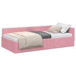 vidaXL Cadre de lit d'angle avec tête de lit Rose 90 cm x 190 cm