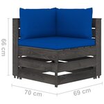 Vidaxl salon de jardin 12 pièces avec coussins bois imprégné de gris
