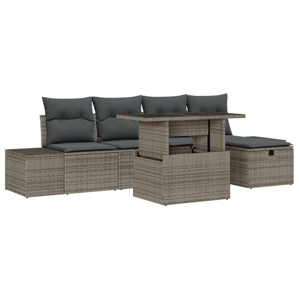 vidaXL Ensemble de canapé de jardin 6 pièces avec résine tressée gris