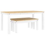 vidaXL Ensemble à manger Panama 3 Pièces blanc bois de pin massif
