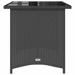 vidaXL Table de jardin avec dessus en verre noir 110x68x70 poly rotin