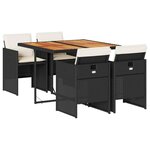 vidaXL Ensemble à manger de jardin coussins 5Pièces Noir Résine tressée