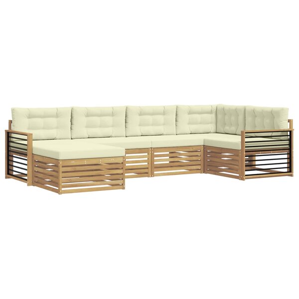 vidaXL Ensemble de canapés d'extérieur 6 pc Blanc et crème Polyester