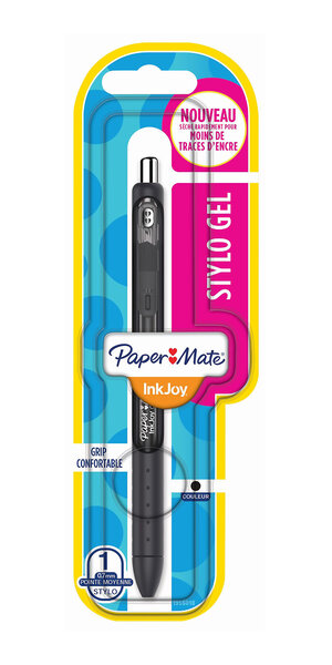 Paper mate inkjoy gel - 1 stylo à encre gel rétractable - noir - pointe moyenne 0.7mm - sous blister
