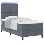 vidaXL Lit à ressort LED avec matelas Gris foncé 90 x 190 cm tissu