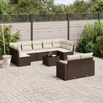 vidaXL Salon de jardin 10 Pièces avec coussins marron résine tressée