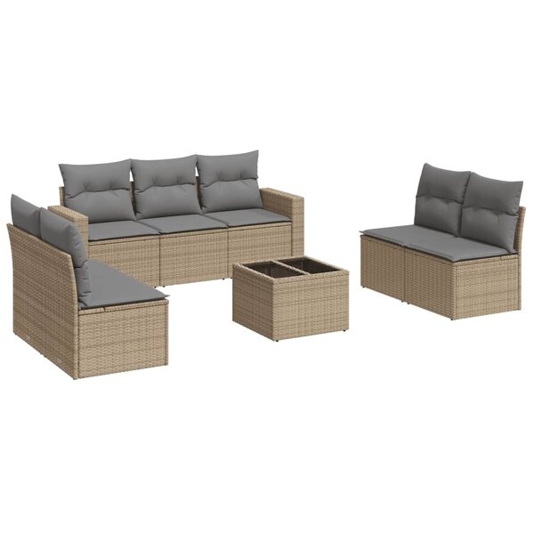 vidaXL Salon de jardin avec coussins 8 Pièces beige résine tressée