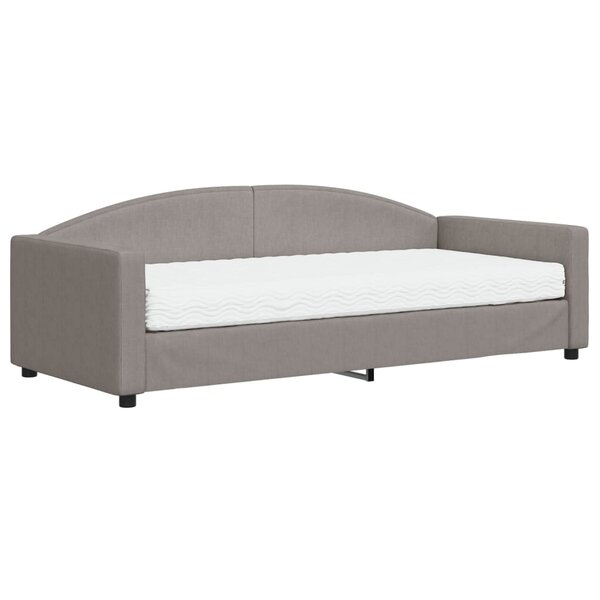 vidaXL Lit de jour avec matelas taupe 90x200 cm tissu