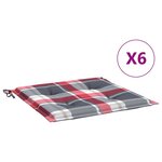 vidaXL Coussins de chaise de jardin lot de 6 carreaux rouges 50x50x4cm