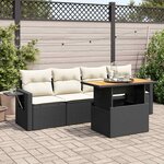 vidaXL Salon de jardin 5 Pièces avec coussins noir résine tressée