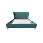 Lit double en tissu bleu turquoise rembourre 140 x 200 cm