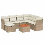 vidaXL Salon de jardin avec coussins 8 Pièces beige résine tressée