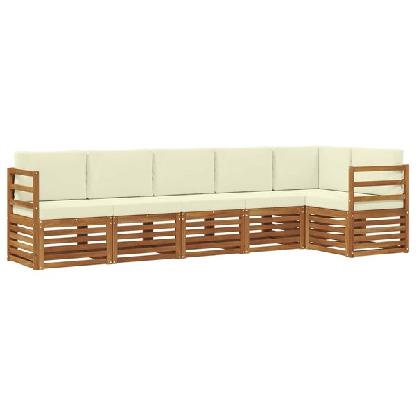 vidaXL Ensemble de canapés d'extérieur 6 pc Naturel et Crème Polyester