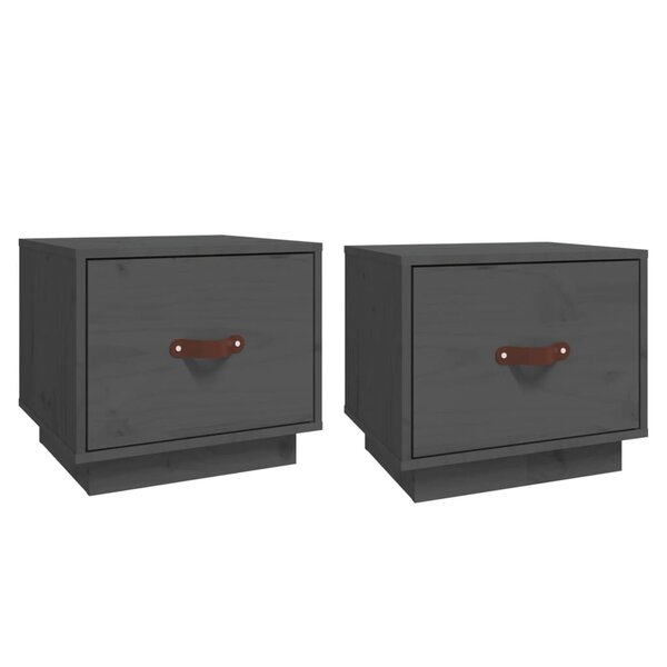 vidaXL Tables de chevet 2 Pièces Gris 40x34x35 cm Bois de pin massif