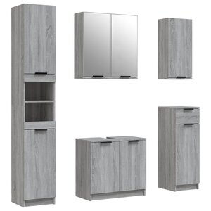 vidaXL Meubles de salle de bain 5 Pièces Sonoma gris Bois d'ingénierie