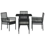 vidaXL Set de salle à manger jardin 5 pièces Noir poly rotin