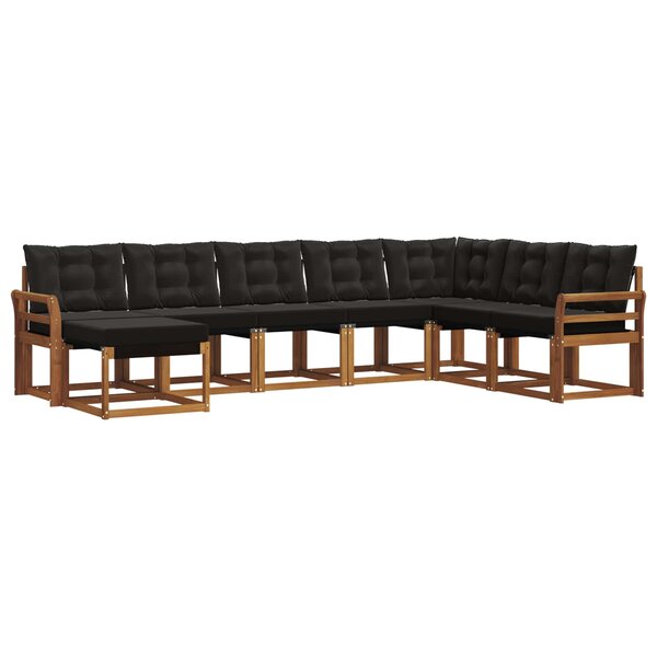 vidaXL Ensemble de canapés d'extérieur 8 pc Naturel et Noir
