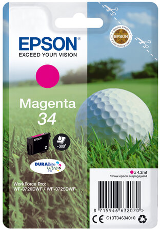 Epson 34 encre magenta 4 2ml blister singlepack 34 encre magenta durabrite ultra 4 2ml blister