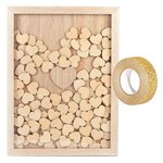 Cadre en bois personnalisable 30 x 42 cm 100 messages coeurs + masking tape doré à paillettes 5 m