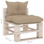 Vidaxl canapé de milieu palette de jardin avec coussins bois de pin