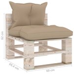 vidaXL Canapé de milieu palette de jardin avec coussins bois de pin