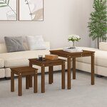 vidaXL Tables gigognes 3 Pièces Marron miel Bois de pin massif