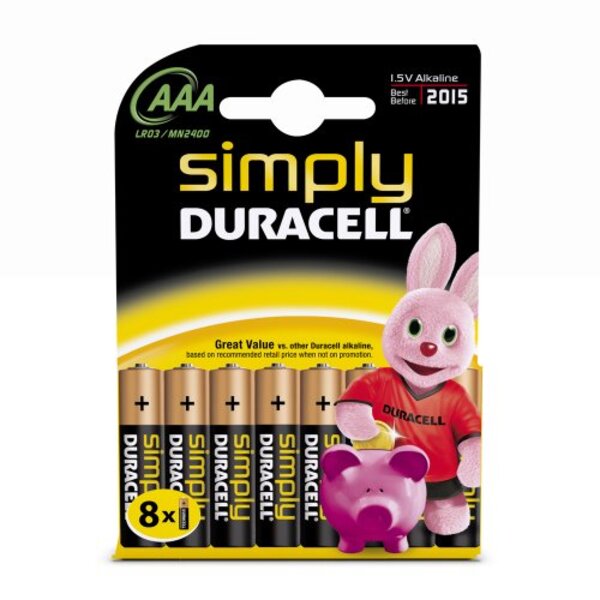Piles Simply MN2400 Micro AAA LR03 blister de 8 DURACELL