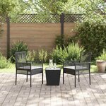 vidaXL Ensemble bistro de jardin 3 Pièces Noir Poly rotin