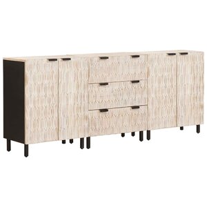 vidaXL Buffet 3 Pièces Finition Lavage Blanc 180 x 33 x 75 cm