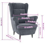 vidaXL Fauteuil gris foncé velours