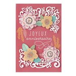 Carte anniversaire femme décor en fleurs reliefées - draeger paris
