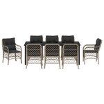 vidaXL Ensemble de dîner de jardin 9 pièces avec coussins en rattan poly gris clair