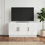 vidaXL Meuble TV Blanc brillant 99 x 34 5 x 47 cm Bois d'ingénierie