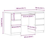 vidaXL Bureau Chêne noir 140 x 50 x 76 cm Bois d'ingénierie