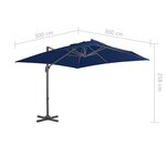 vidaXL Parasol déporté avec mât en aluminium 3x3 m bleu azur